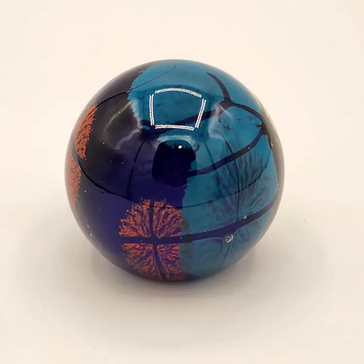 Vintage Cosmic Swirl Handcrafted Blown Glass Paperweight