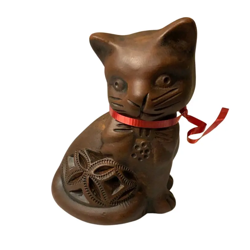 #10  5.5” Tall Cute Mexican Folk Art Pottery Cat