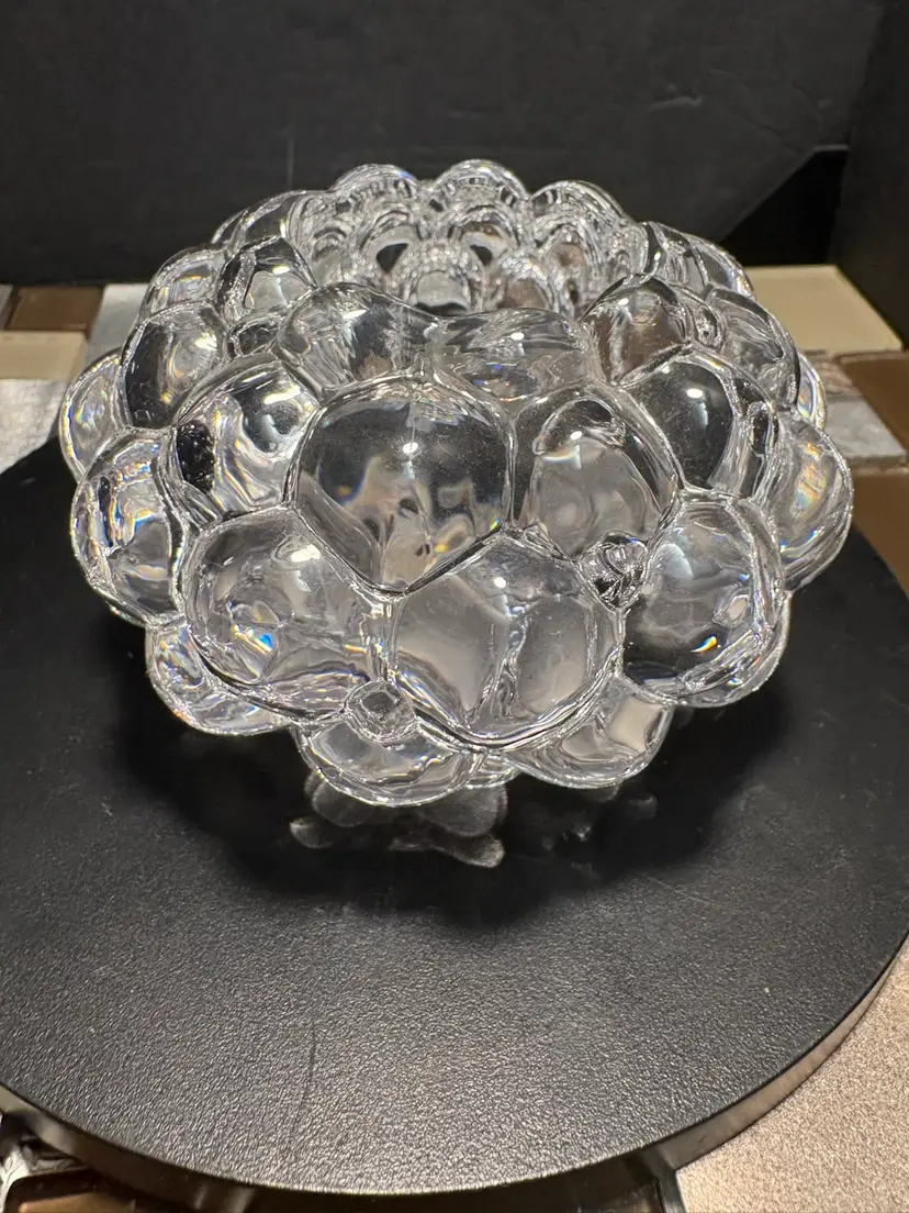 Vintage Orrefors Crystal Raspberry Grape Cluster Votive Candle Holder Sweden