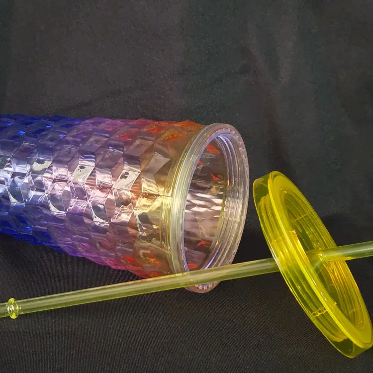 Acrylic Tumbler Yellow Pink Purple Smooth Diamond Tumbler 20oz