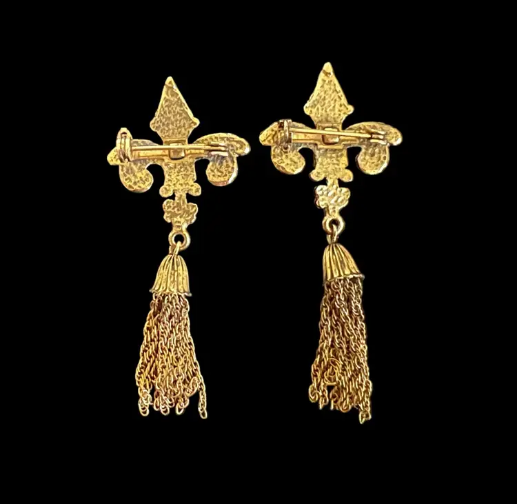 Vintage Fleur -De- Lis Scatter Goldtone Brooch/Pin Set