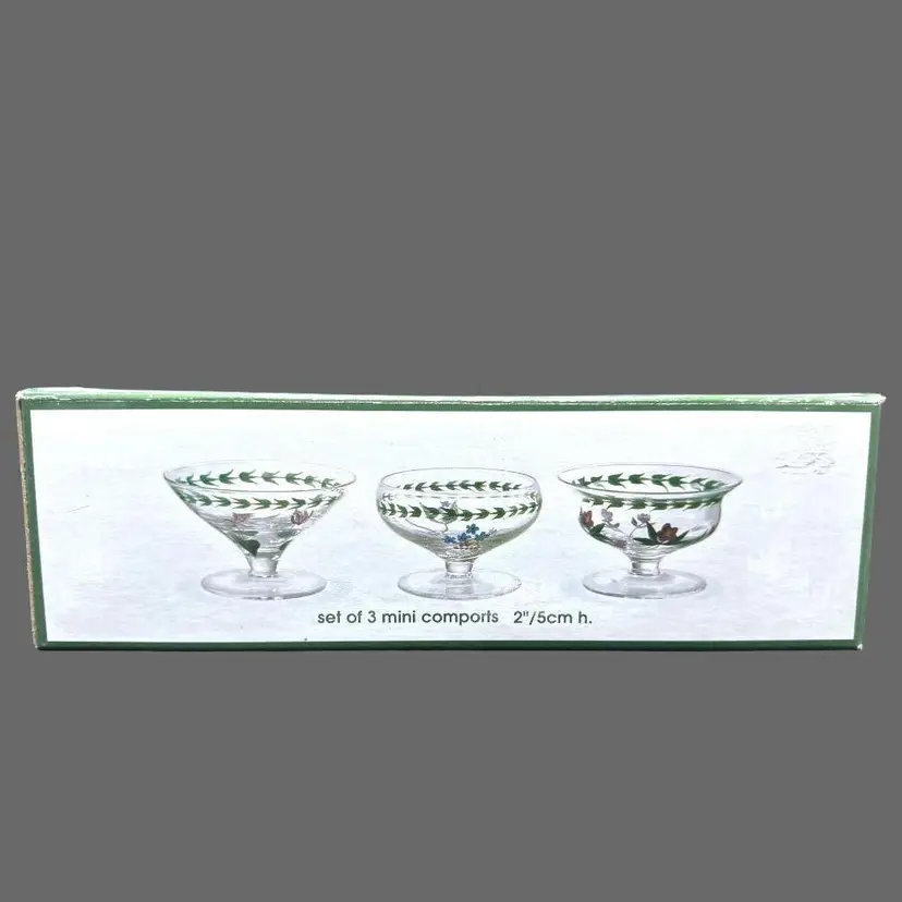 Portmeirion Botanic Garden 
Hand Painted Glass Mini Comports New