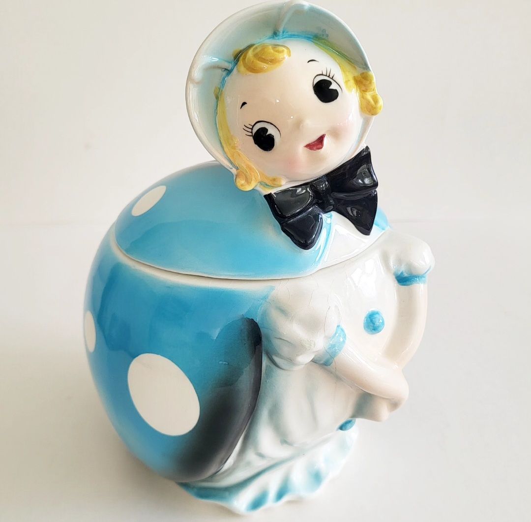 Vintage Northern Imports Blue Ladybug Cookie Jar- READ DETAILS
