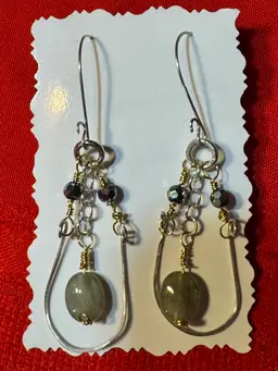 Wire Wrap Earrings Crystals Gem Stone