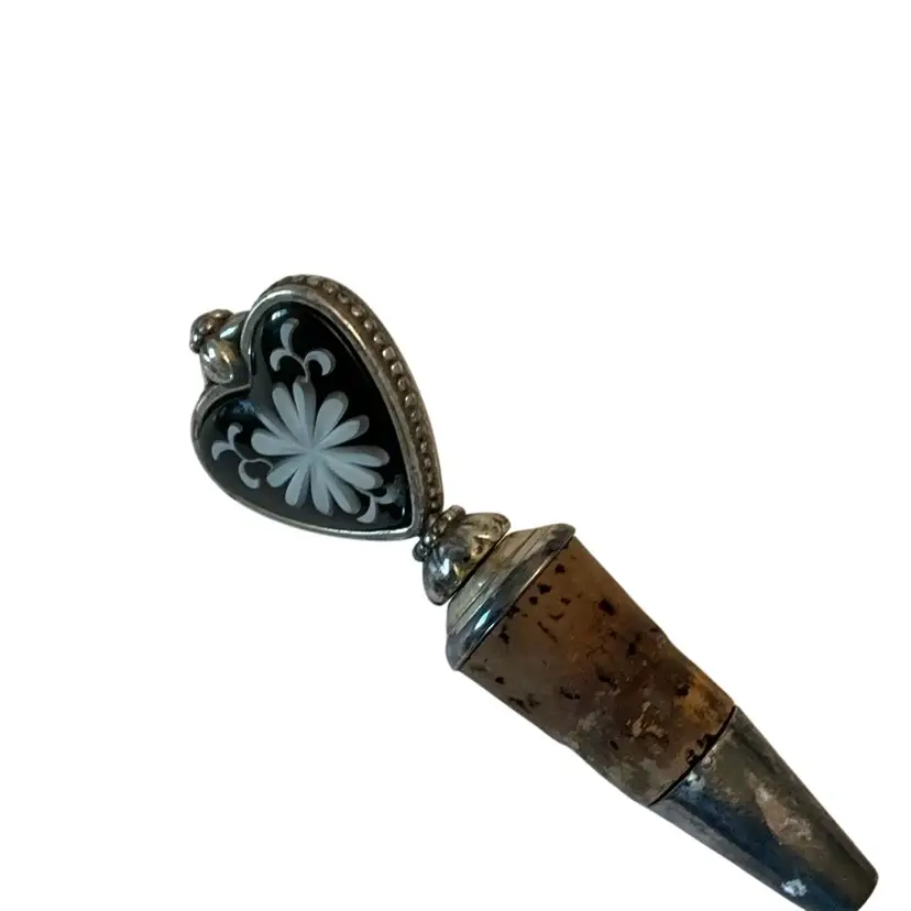 Brighton Glass, Cork And Metal Wine Bottle Stopper 4”x 1 1/2” Read
