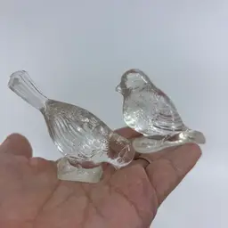 Vintage Pressed Glass Sparrow Pair 2”