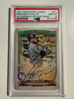 2020 Topps Gypsy Queen Logo Swap SP Fernando Tatis Jr. On Card Auto /99 PSA 10! San Diego Padres