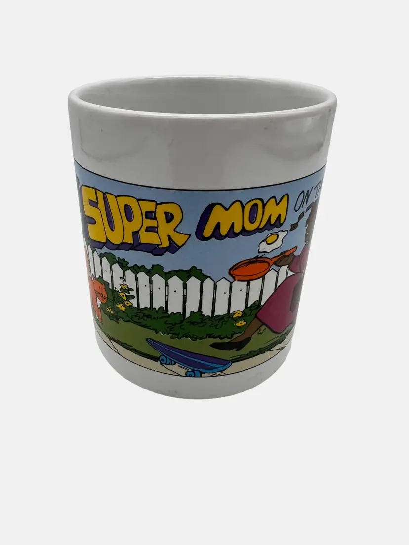 Avon "Super Mom On The Go" Coffee Mug 3.75” Ceramic Retro Comic Design Thailand