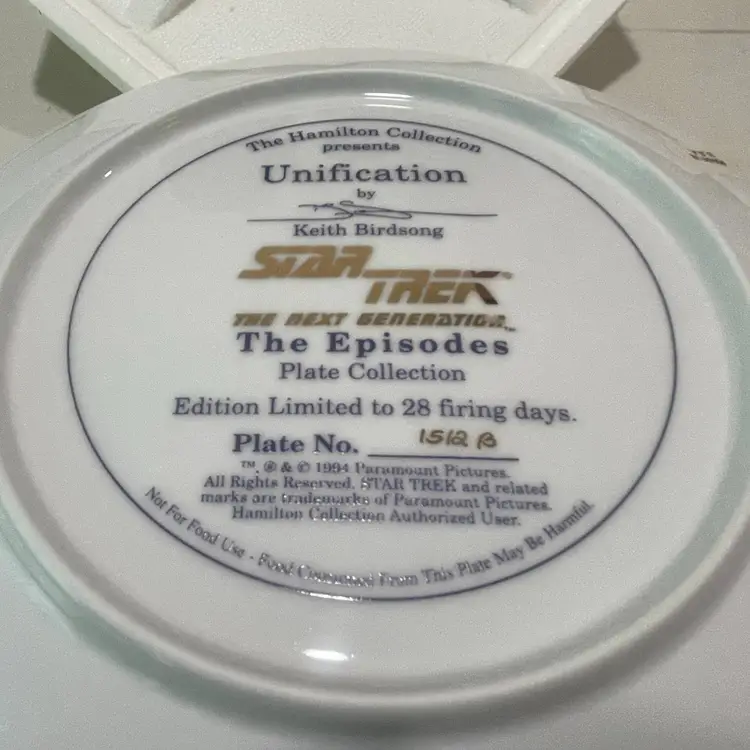 Unification by K. Birdsong Star Trek the Episodes Hamilton Collector Plate 1994