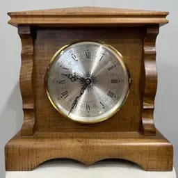 Vintage Handmade Wooden Quartz Operated Farmhouse Style Mantel Clock Signed R