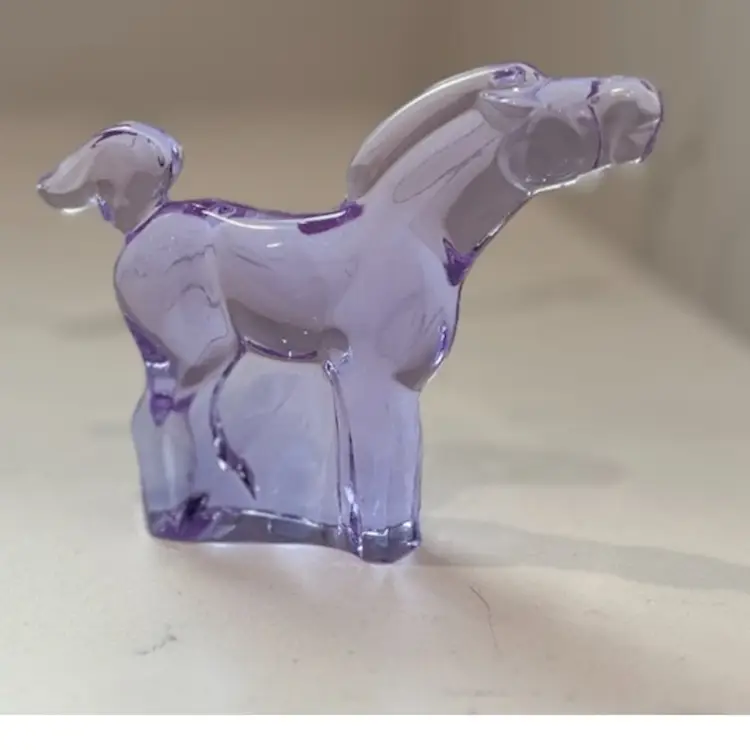 Lilac Neodymium Art Glass Horse - Moser
