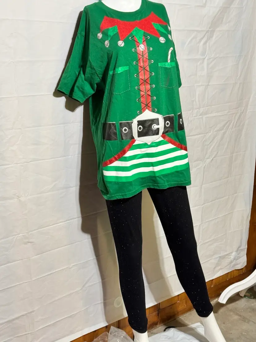 Get Your Christmas On❣️ Elf Shirt With Sparkling Leggings - Size L Can Ad Priority Or Express For Christmas Delivery