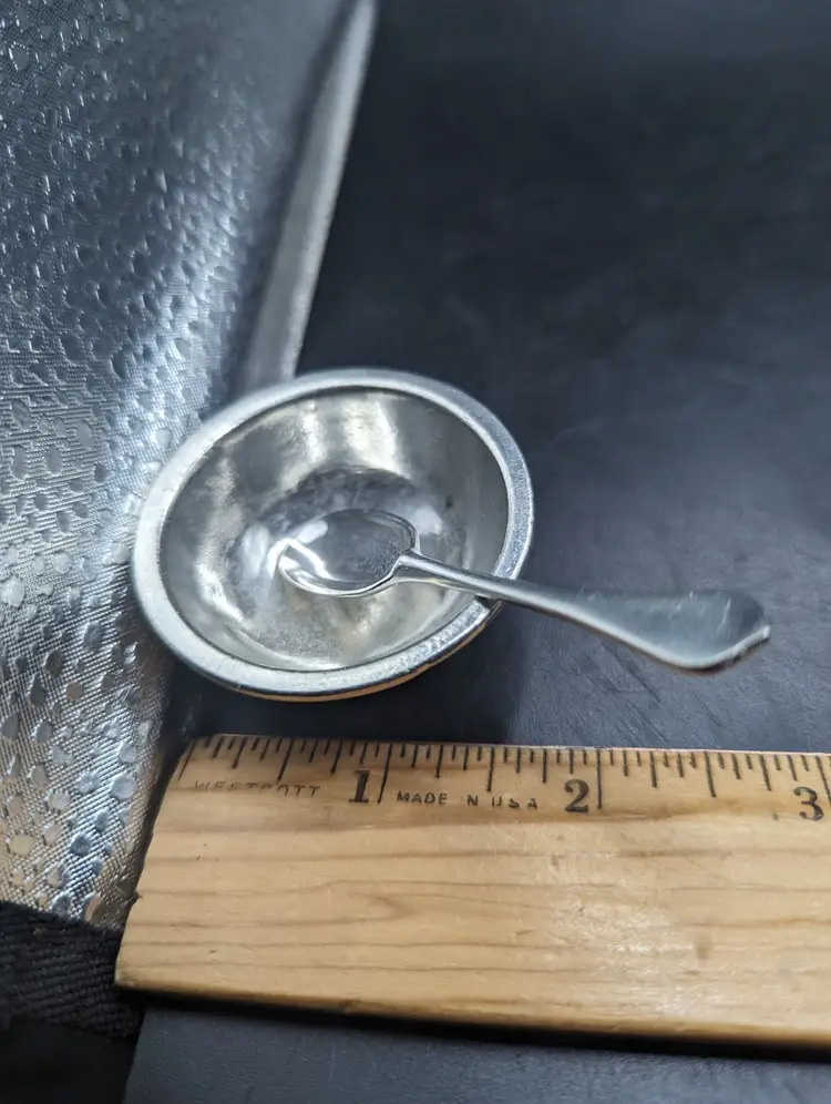 Vintage Salisbury Pewter Salt Cellar Bowl and Spoon