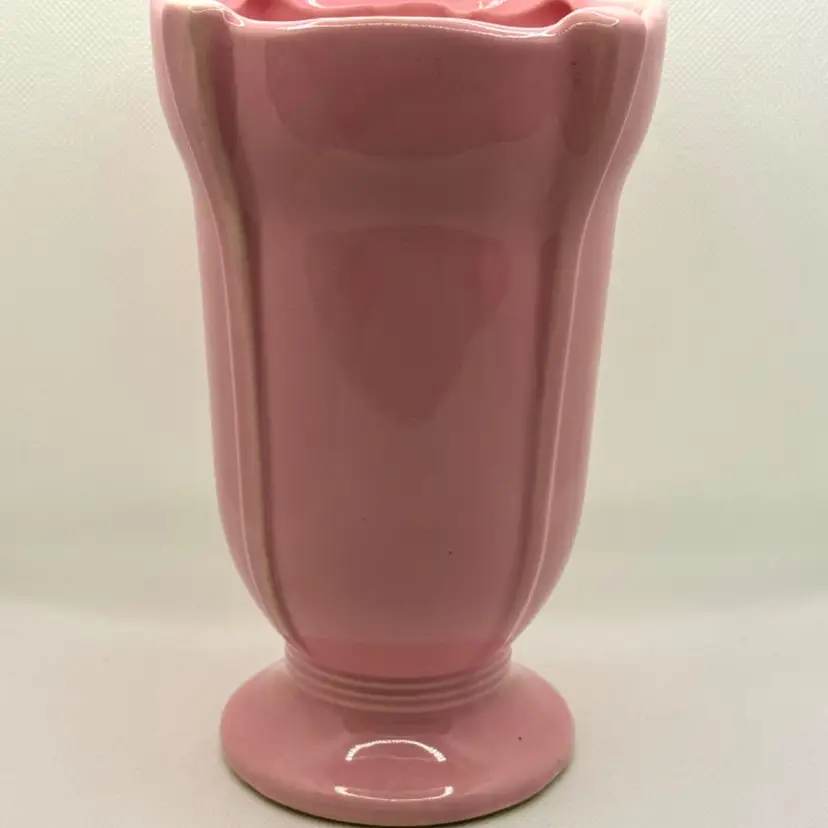 Vintage 1950’s Pink Gloss Glaze Pottery Vase, Handcrafted By McCoy Pottery USA