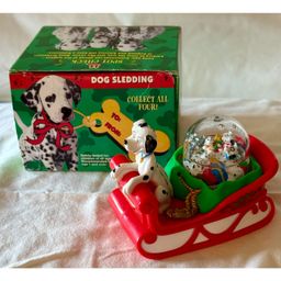 Vintage 1996 McDonald's Disney 101 Dalmatians Dog Sledding Snow Dome Snow Globe
