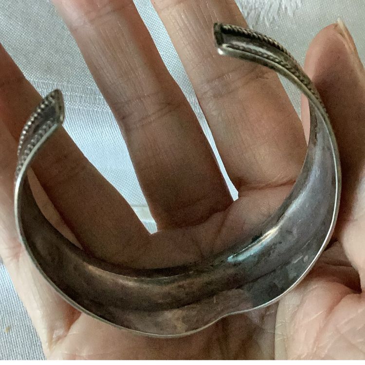 Vintage Tibetan Sterling Silver Ornate Cuff Bracelet 18 Grams