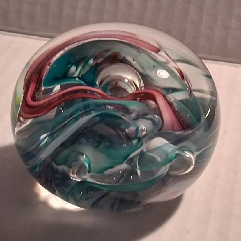 ROLLIN BODLEY 1992 Gorgeous Rare Dichroic Paperweight, Pinks, Blues and Just YUM! lol