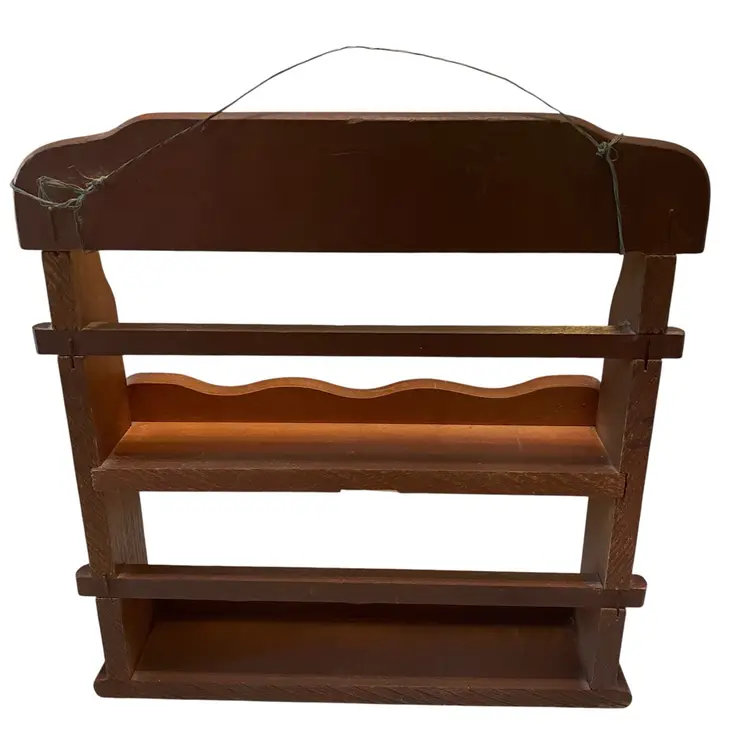 Vintage Wooden 2 Shelf Spice Rack with the Word "Spices" at Top, Tabletop or Wall Mount