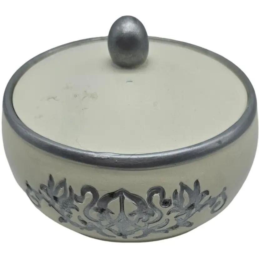 Elegant Silver and Cream Decorative Box