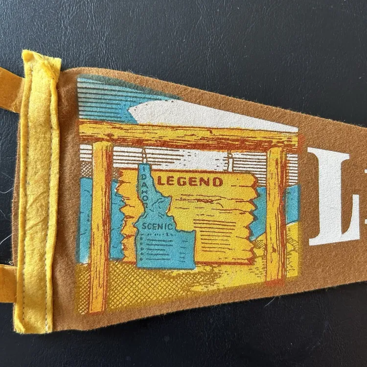 Vintage Lewiston Idaho Mustard Yellow Pennant Retro 12” Souvenir