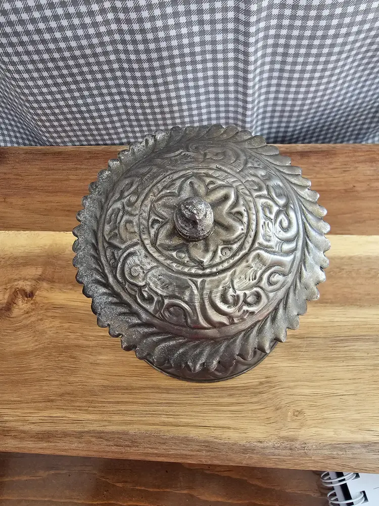 Vintage Metal and Glass Candle Holder