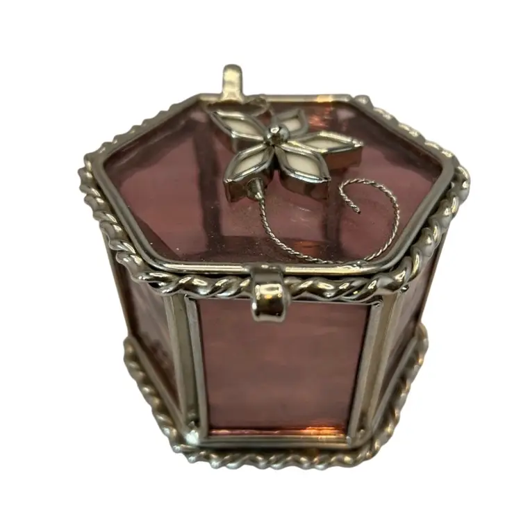 #01 Amethyst Glass Hexagon Trinket Box 3x4