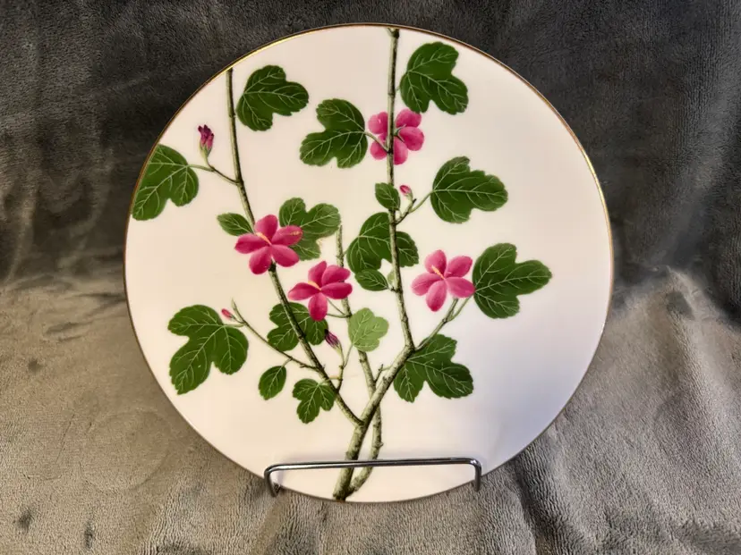 Vintage Spode 8" Bone China Salad Plate Chinese Flowers Mallow - England Y8550