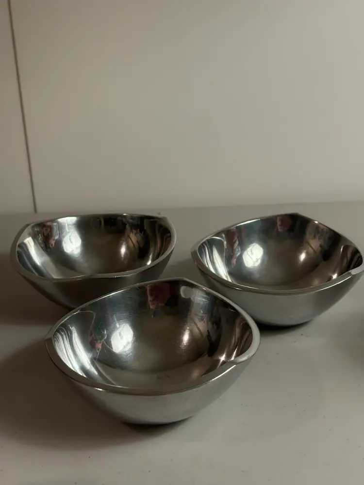 Set Of Three Nambe Tri Corner Silver Alloy Metal Small Bowls MT0809 2015