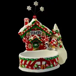 Candy Dish & Lamp Retired Dept 56 Ceramic Lighted M & M House And Candy Dish With Box Festive Holiday SEE