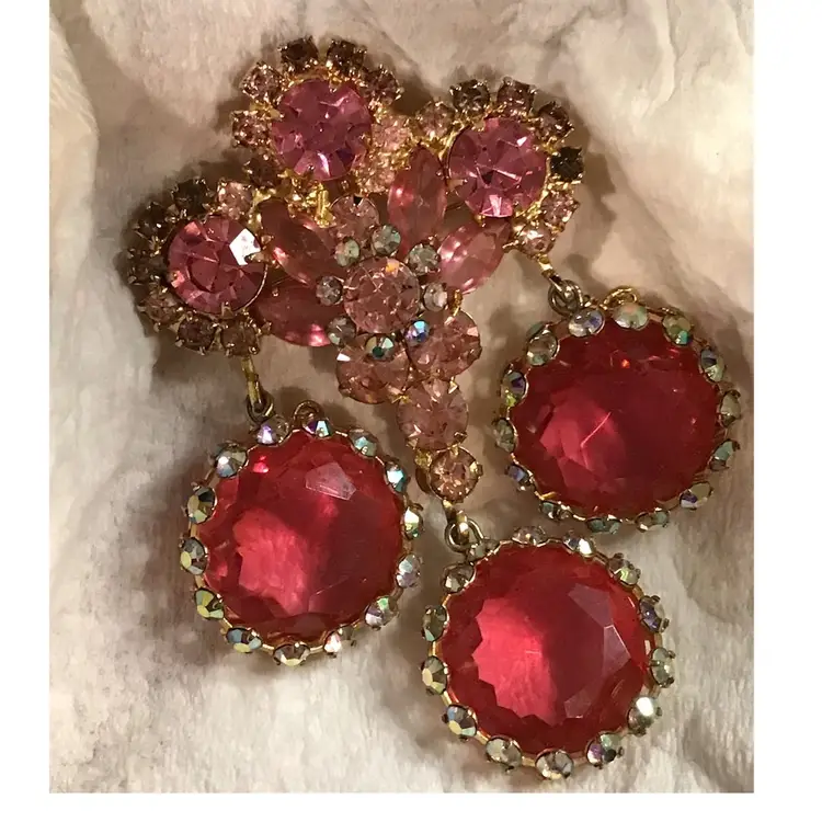 Juliana by D&E Pink Dangle Brooch Book Piece #1866