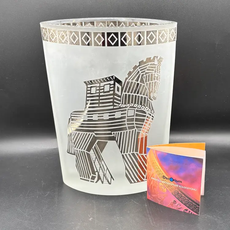 Anadolu Medeniyetleri Koleksiyonu Trojan Horse Frosted Glass Vase