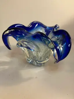 Vintage Blue Possibly Murano. Bullicante Controlled Bubble Base
