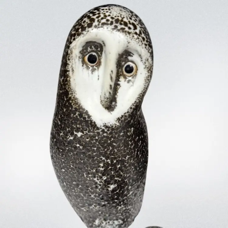 Pigeon Forge Pottery Speckled Lava Crater Glaze Owl Figurines, Set of 3