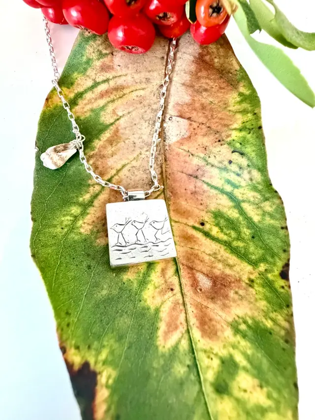 Sandpiper Pendant On Sterling Silver Chain