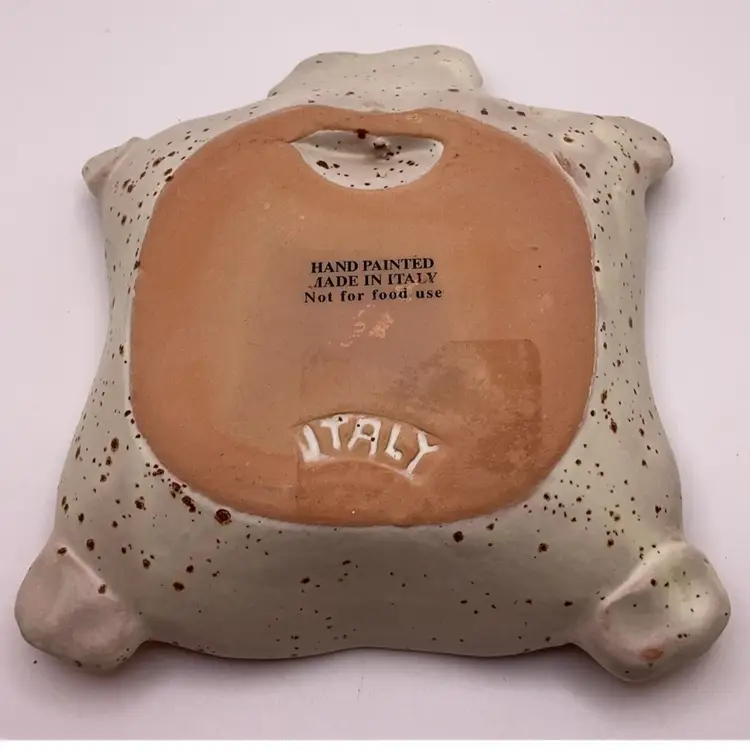 POW1 Pottery Clown Trinket Dish Plate Wall Decor Italy 5.75” x 5.25” Hand Painted