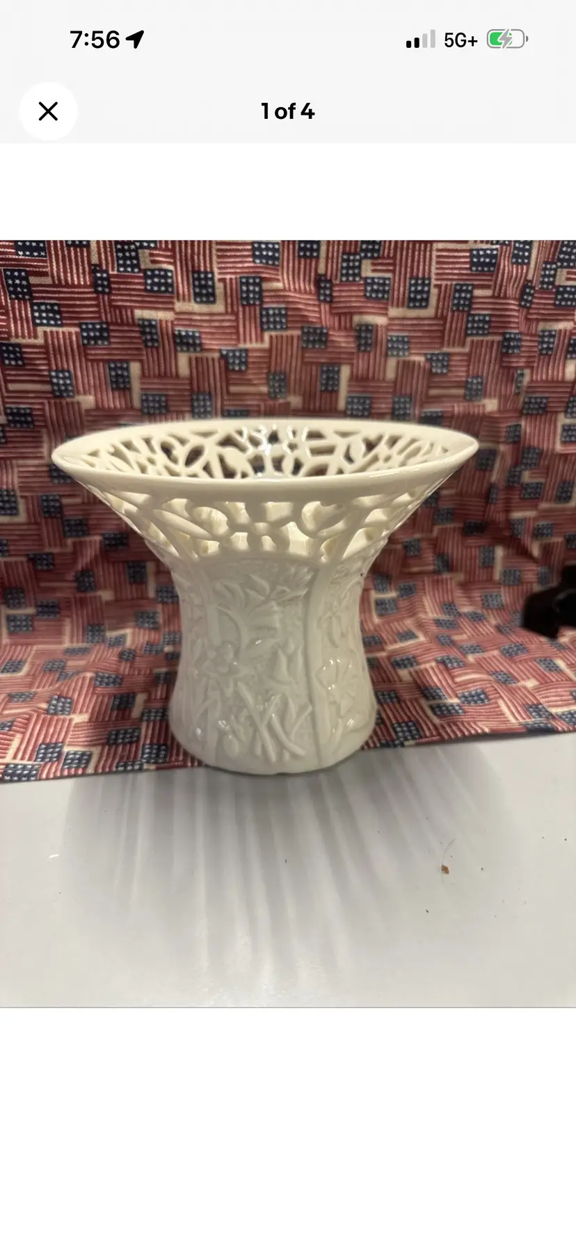 Lenox Candle Holder Jasmine Flower Bone China Embossed Filigree Pedestal Pillar