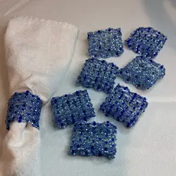 07. Blue Beaded Napkin Rings Set (8pcs)
