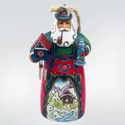 Jim Shore Santa Christmas Holiday  Germany Red Green Ornament With Box