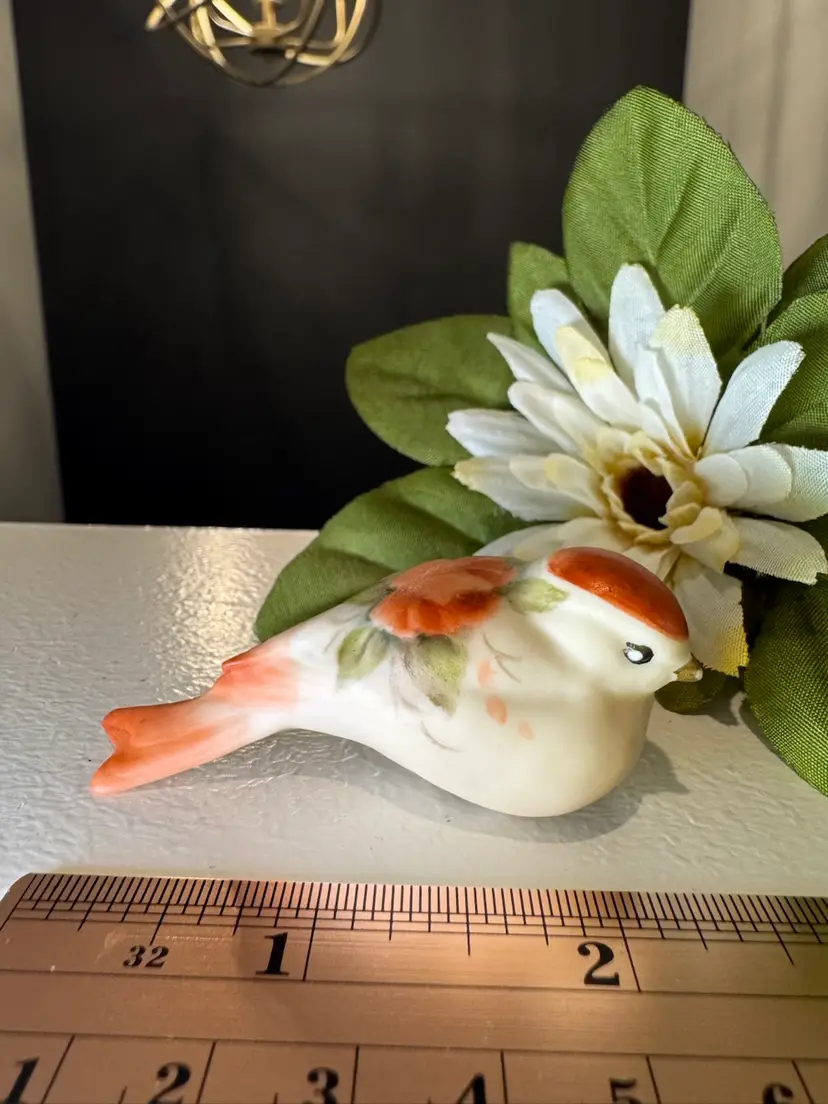 vintage hand-painted ceramic bird, signed & dated 1982