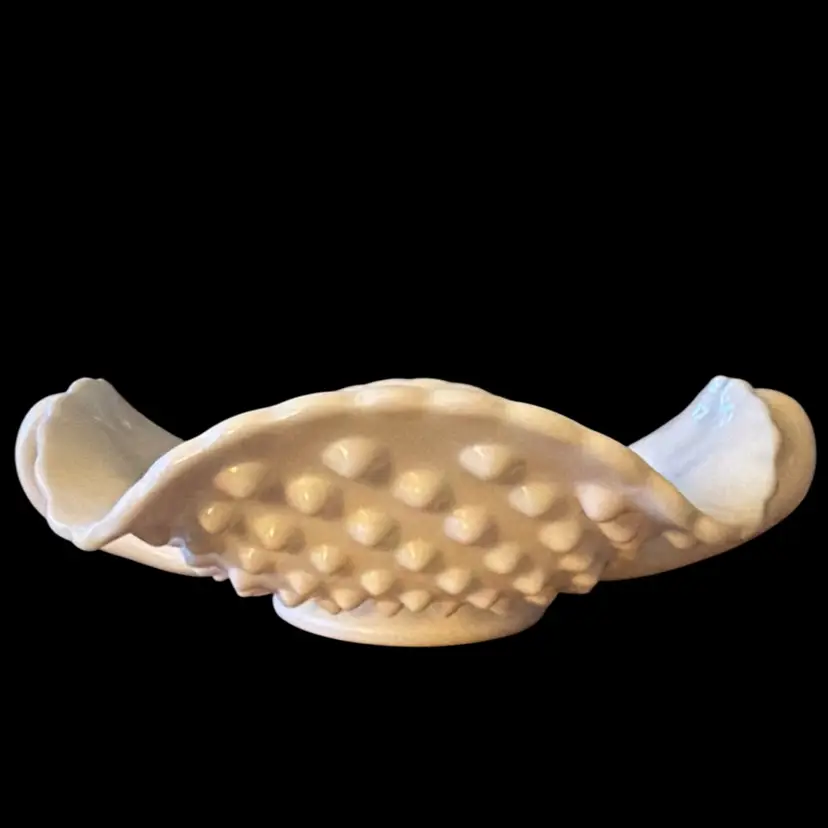 Vintage Fenton Art Milk Glass English Hobnail 2 handle Candy Dish.  Perfect!