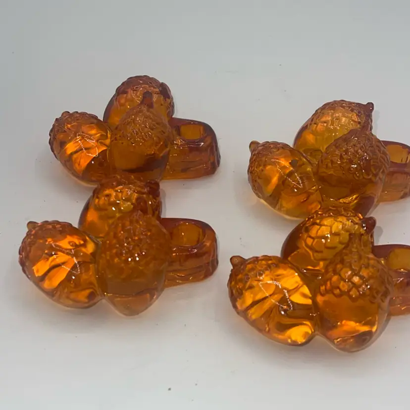 Tiny Taper Candle Glass Holder Williams Sonoma Holiday Leaf Fall Acorn Tree Set Of 4