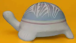 Vintage Navajo M. Mike Pastel Pink/Blue Hand Carved Turtle Pottery
