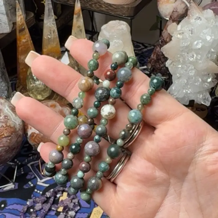 Indian Agate Bracelet Smooth 4 & 8 Mm