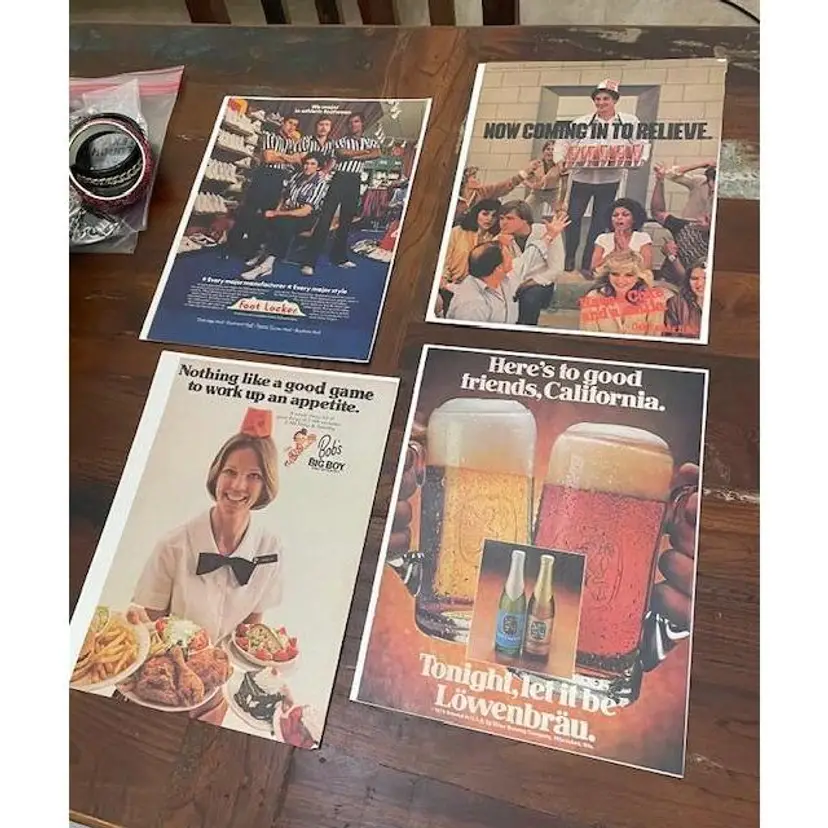Vintage Advertisements from early 1980's - 3 to choose from Bob's Big Boy, Lowenbrau, and Coke