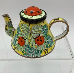 Enameled Ladybug Teapot Trinket Box by Kelvin Chen 2000