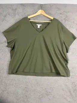 Athleta V Neck Tee Womens 3X Olive Supima Cotton Casual Activewear Athleisure