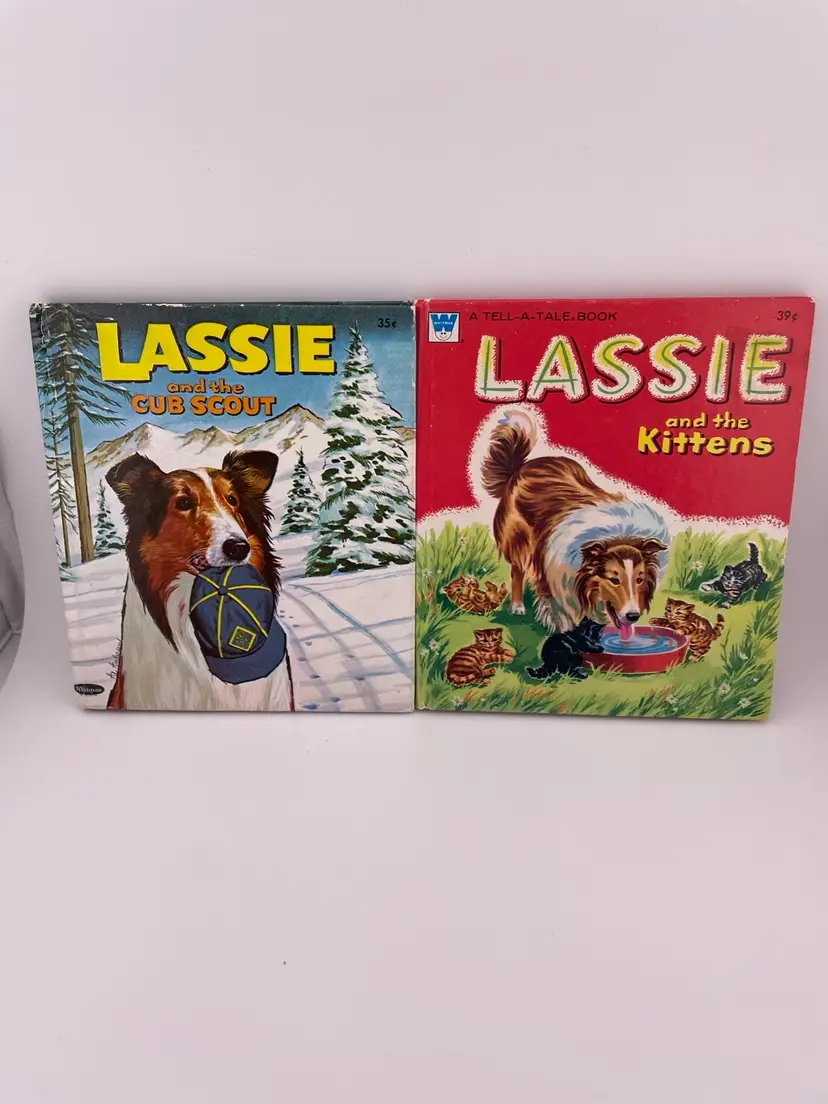 Two Lassie Books - Lassie & The Cub Scout - Lassie & The Kitten Winners Choice