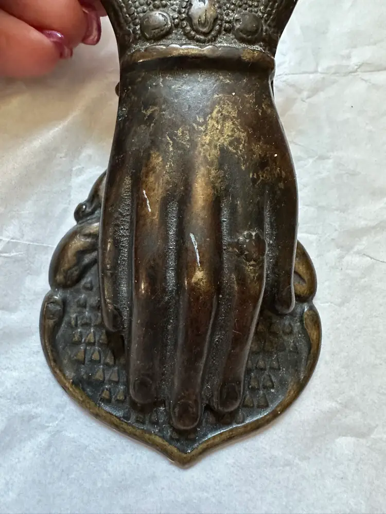 Antique Brass Figural Victorian Hand Paper Clip Art 5.25”