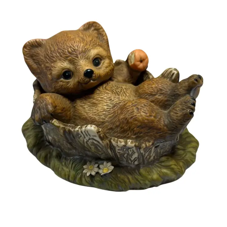 Homco Masterpiece Series Bear In Barrel-as Is