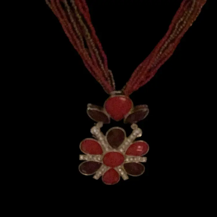 EL Signed Dead Bead Necklace With Great Focal Point